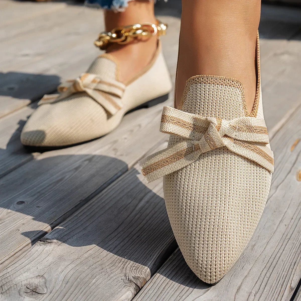 Boho Point Toe Flats - Women's Slip - On Comfort Shoes - minbolu