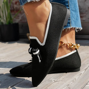 Boho Point Toe Flats - Women's Slip-On Comfort Shoes - minbolu -