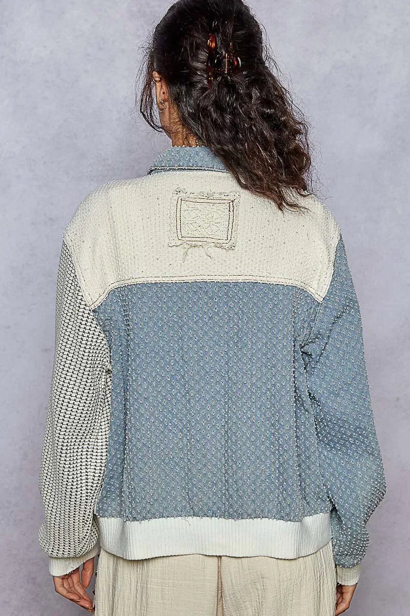 POL Lace Details Button Up Jacket with Chest Pockets - minbolu -