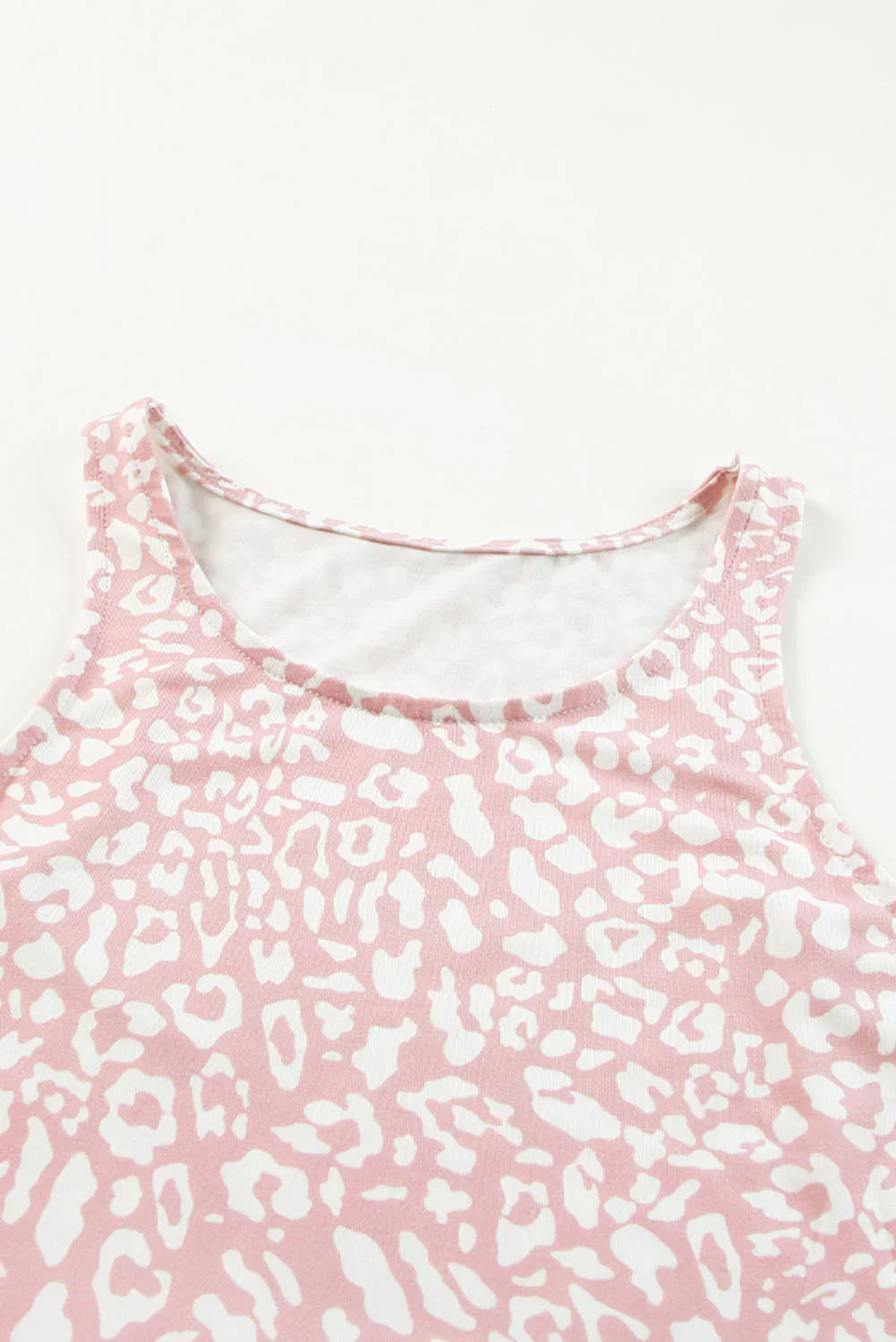 Pink Sleeveless Floor Length Leopard Print Dress with Pockets - minbolu -