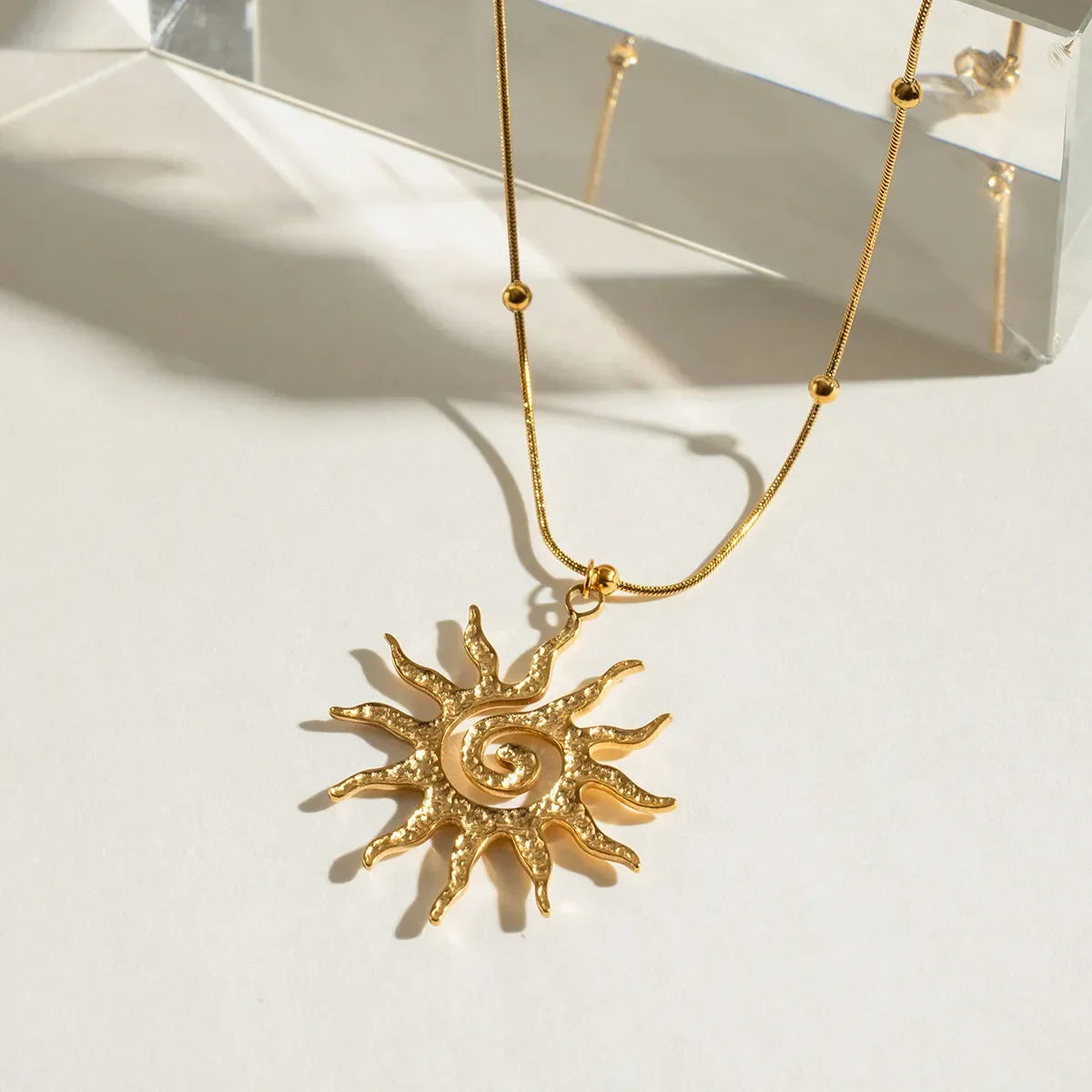 Sun Pendant Necklace - 18K Gold Plated Celestial Jewelry - minbolu -