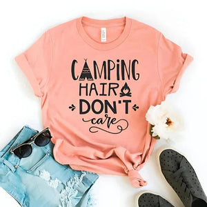 Camping Hair Don't Care T-shirt - minbolu -