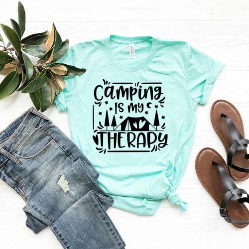 Camping Is My Therapy Shirt - minbolu -
