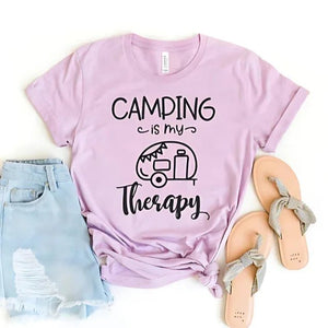 Camping Is My Therapy T-shirt - minbolu -