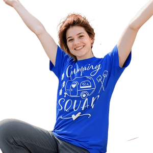 Camping Squad Blue Tee | Outdoor Fun Shirt - minbolu -