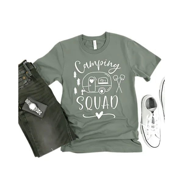 Camping Squad Blue Tee | Outdoor Fun Shirt - minbolu