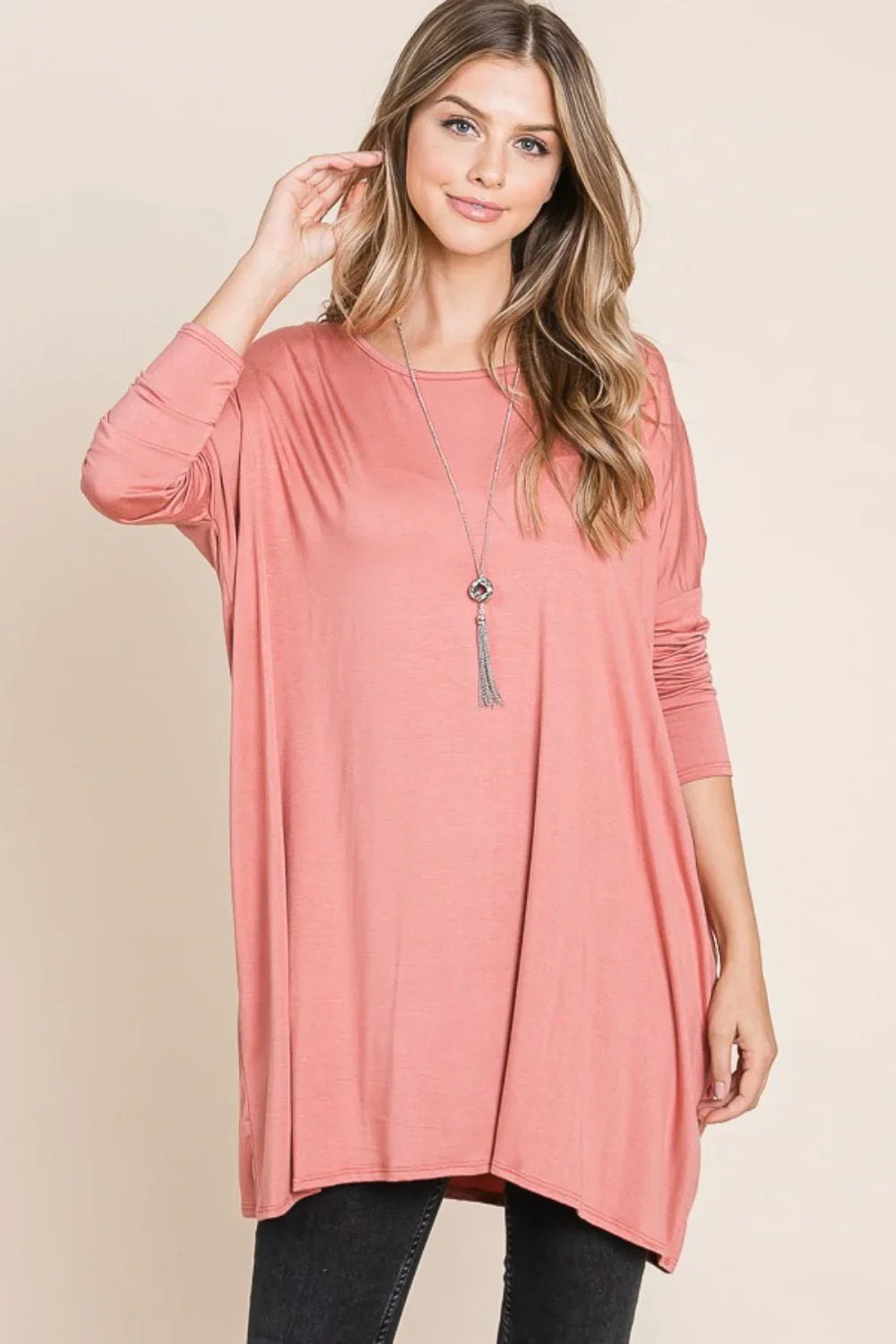 Brick Oversized Long Sleeve Top - minbolu -