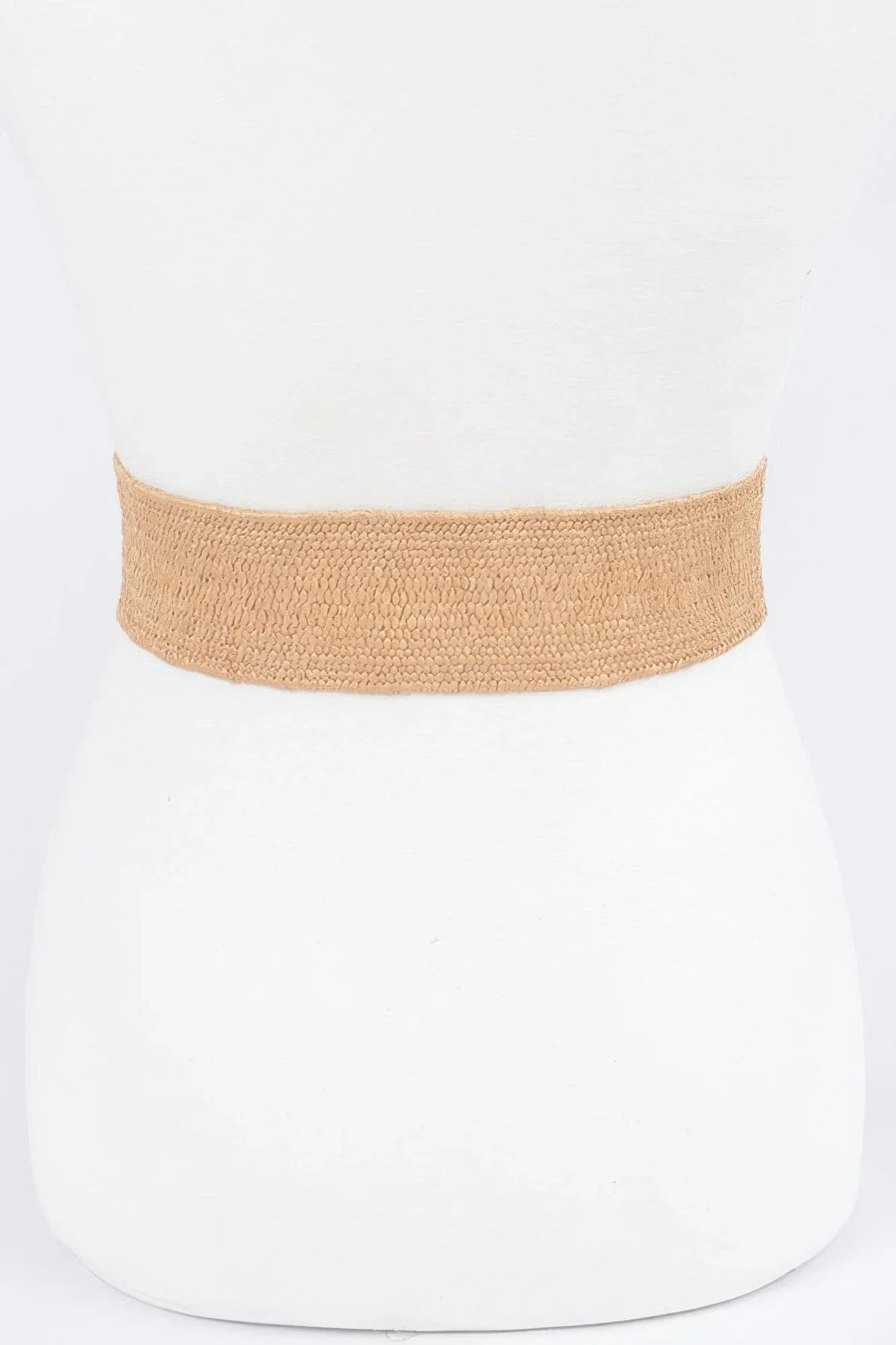 Chic Faux Straw Stretch Belt with Gold Buckle - minbolu