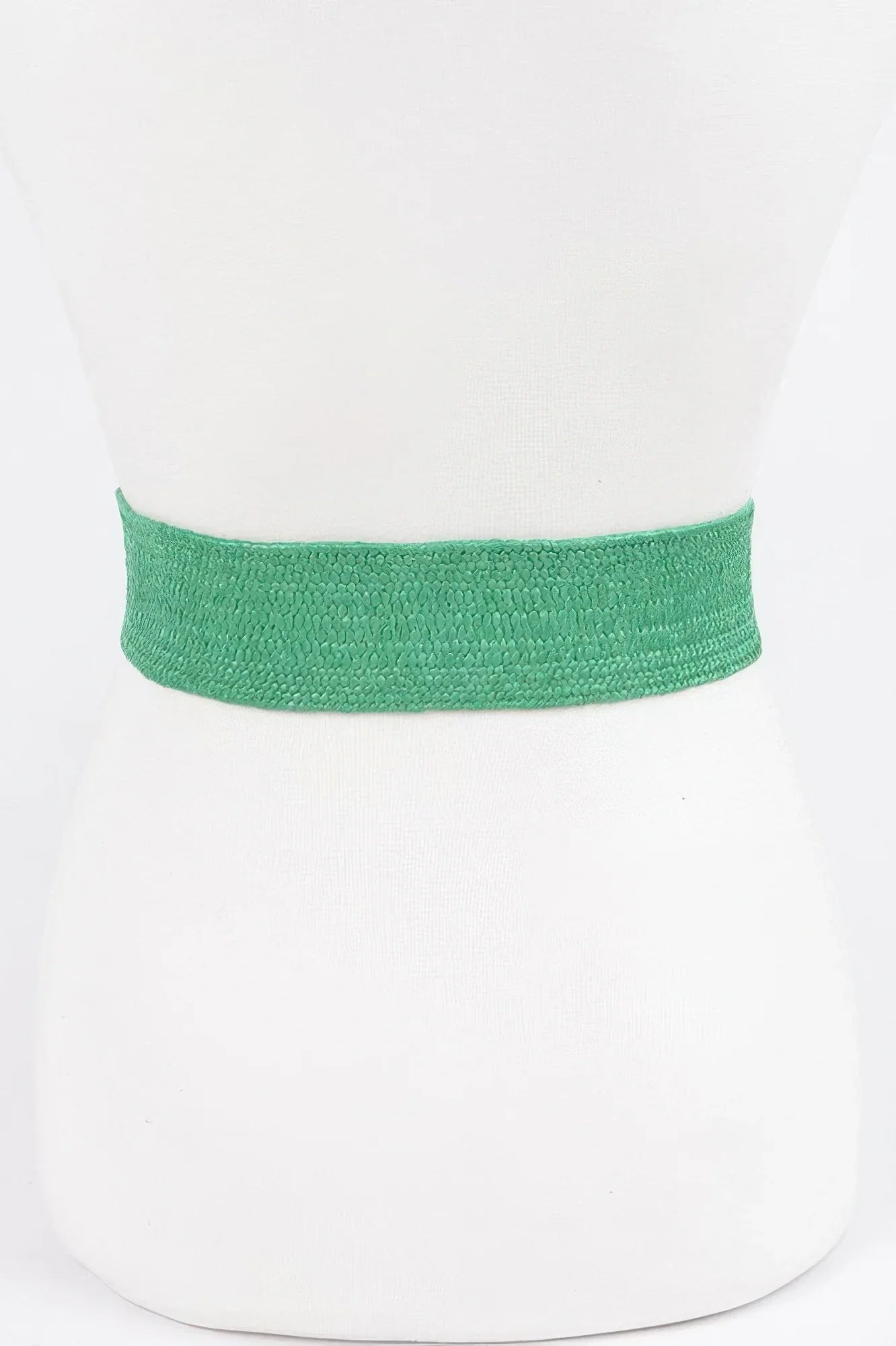 Chic Faux Straw Stretch Belt with Gold Buckle - minbolu