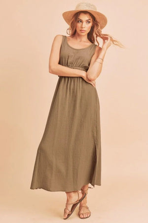 Classic Boho Tank Dress with Side Slits - minbolu -