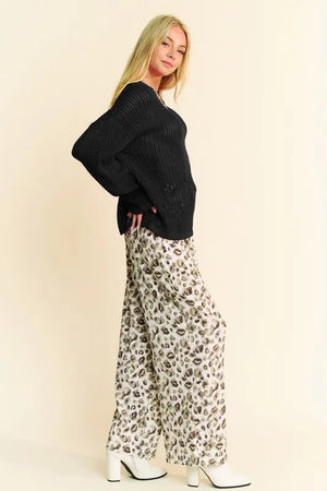 Davi & Dani Star Front Crochet Drop Shoulder Knit Top - minbolu -