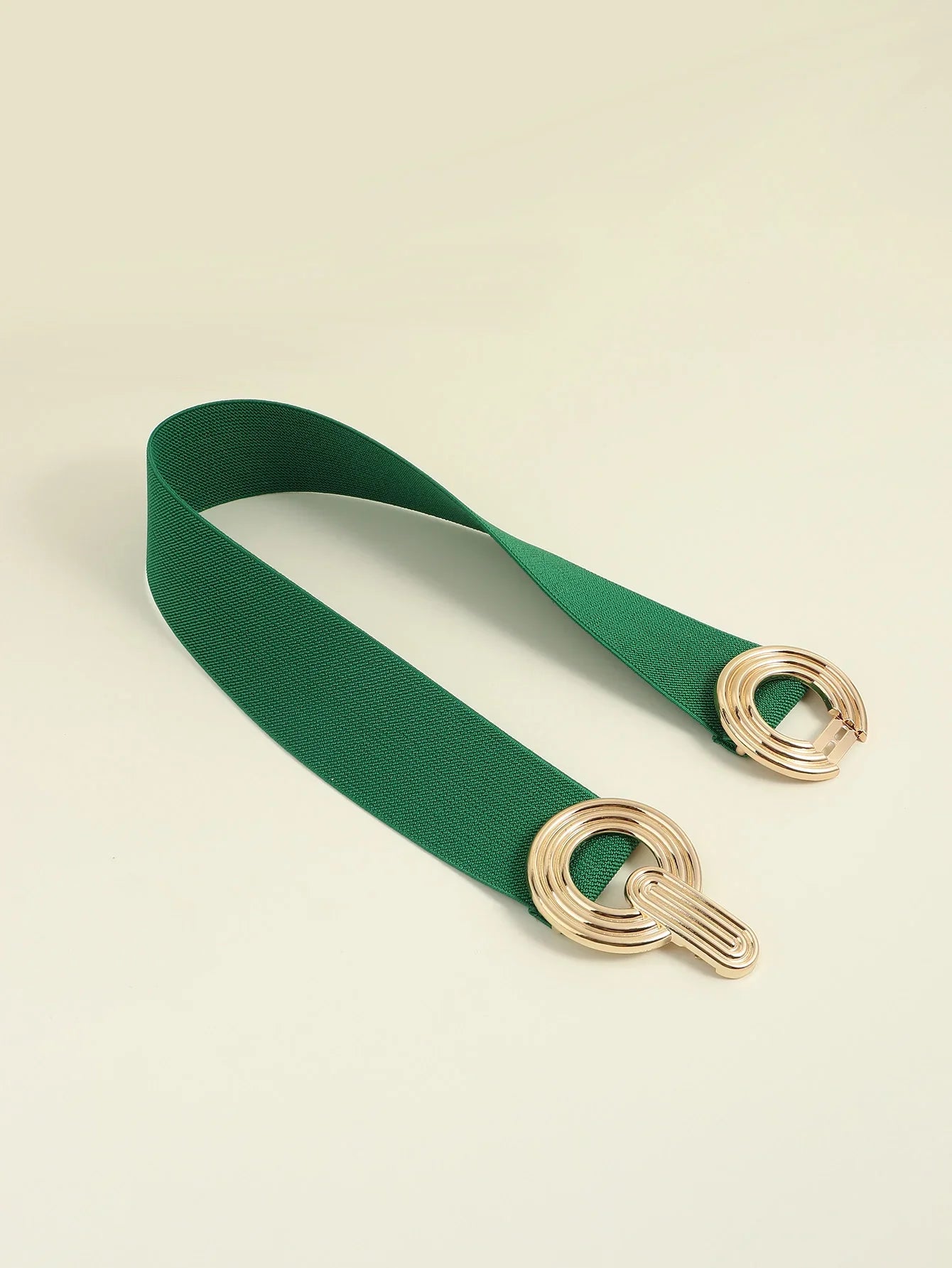 Geometric Buckle Wide Belt - Trendy Elastic Accessory - minbolu -