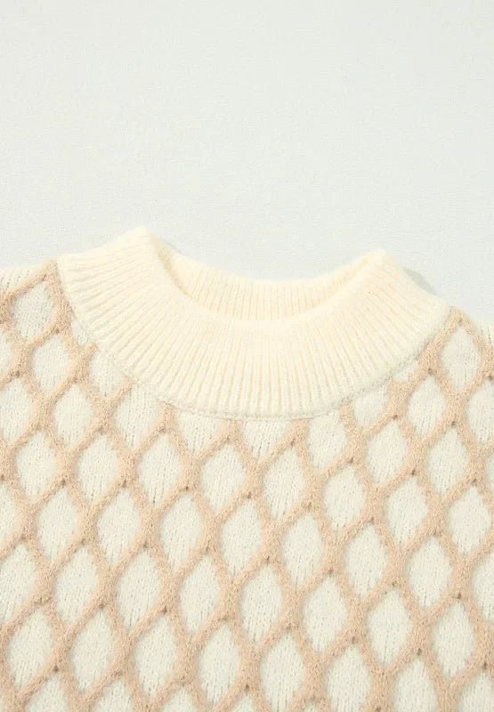 Diamond Pattern Mock Neck Sweater – Soft & Stylish - minbolu