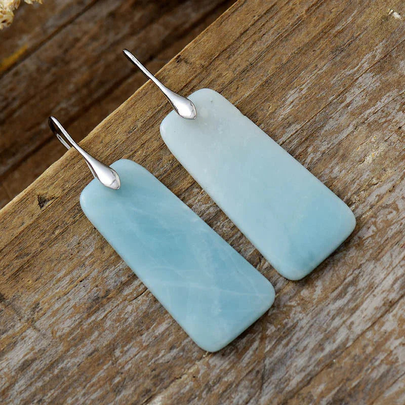 Natural Stone Geometric Earrings - Elegant Design - minbolu -