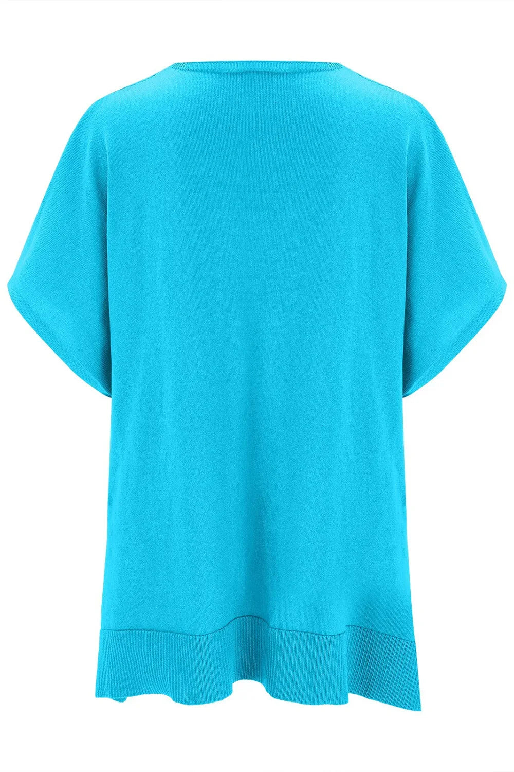 Slit V-Neck Half Sleeve Knit Top - minbolu -