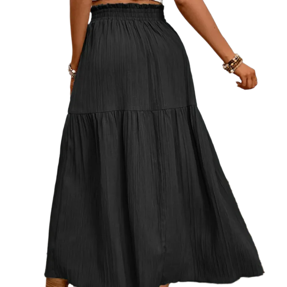Frill Slit Skirt - Chic and Flattering Design - minbolu -