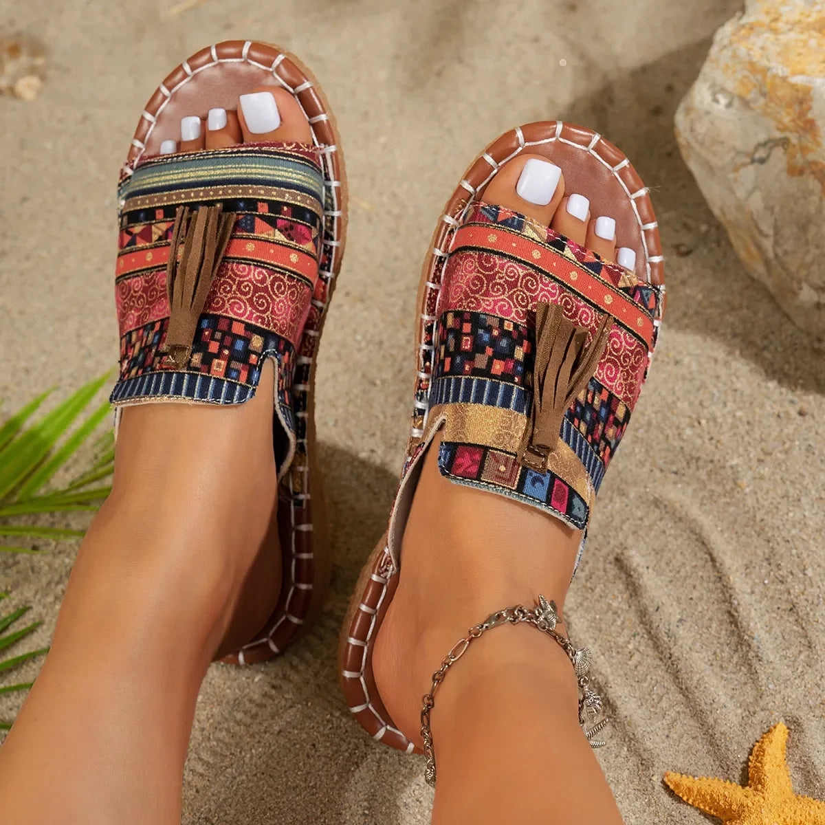 Tassel Open Toe Sandals - minbolu -