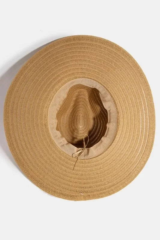 Fame Shell Beaded Wide Brim Straw Hat - minbolu -