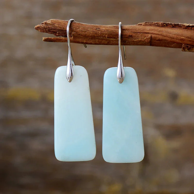 Natural Stone Geometric Earrings - Elegant Design - minbolu -