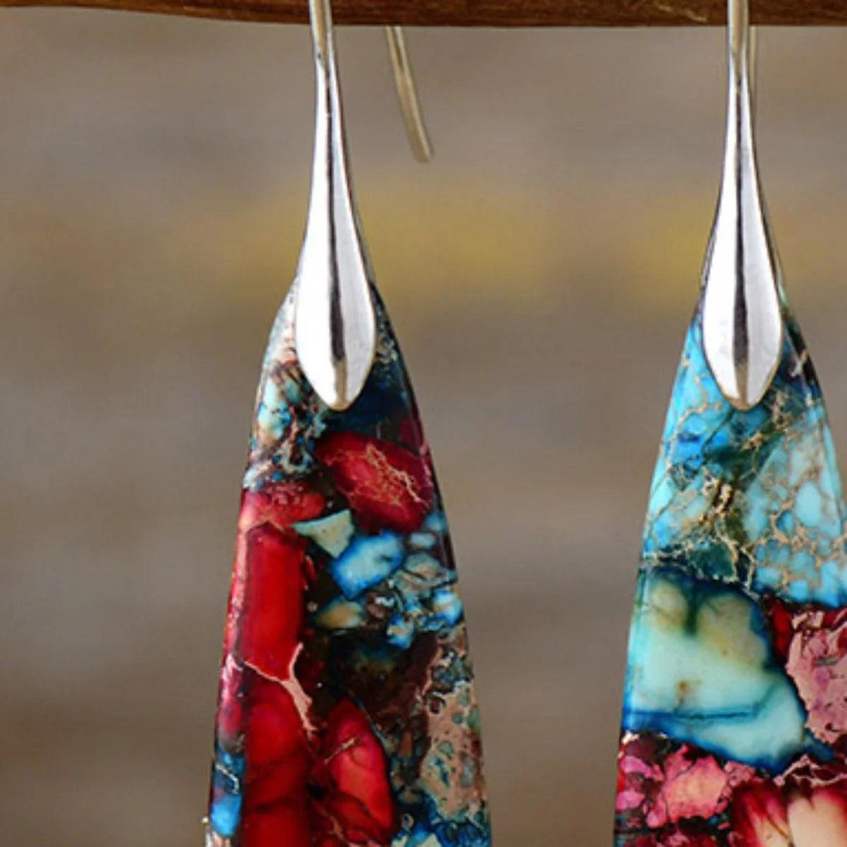 Geometric Stone Dangle Earrings - Trendy Jewelry - minbolu -