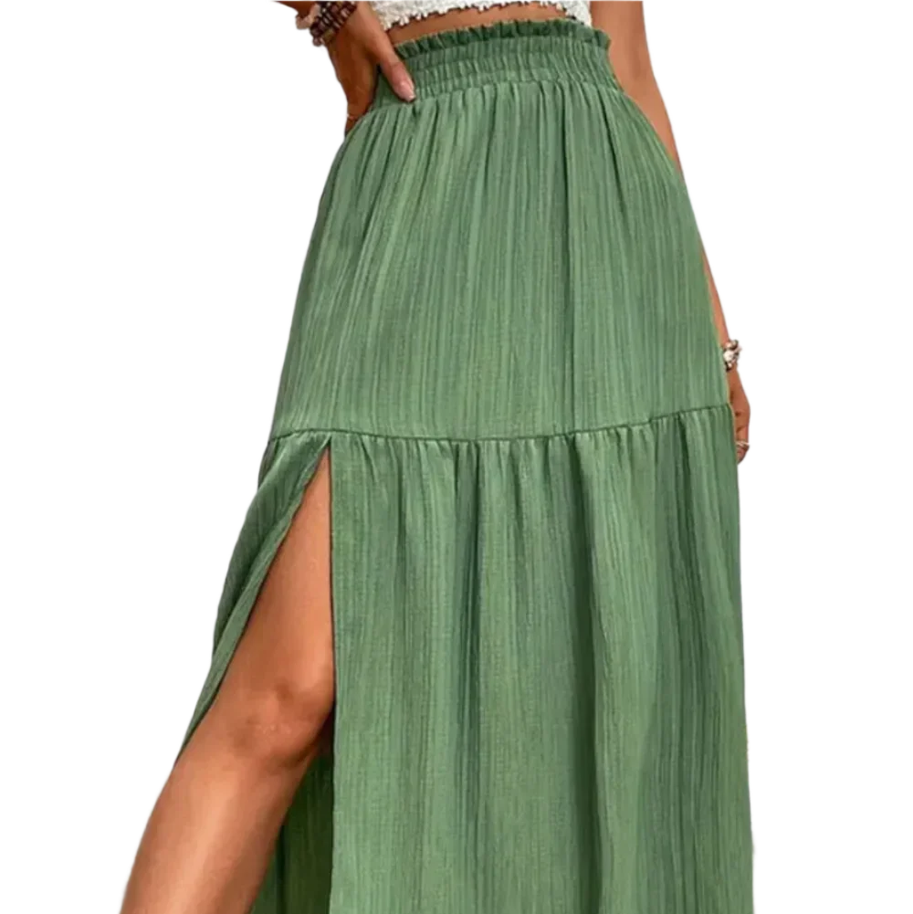 Frill Slit Skirt - Chic and Flattering Design - minbolu -