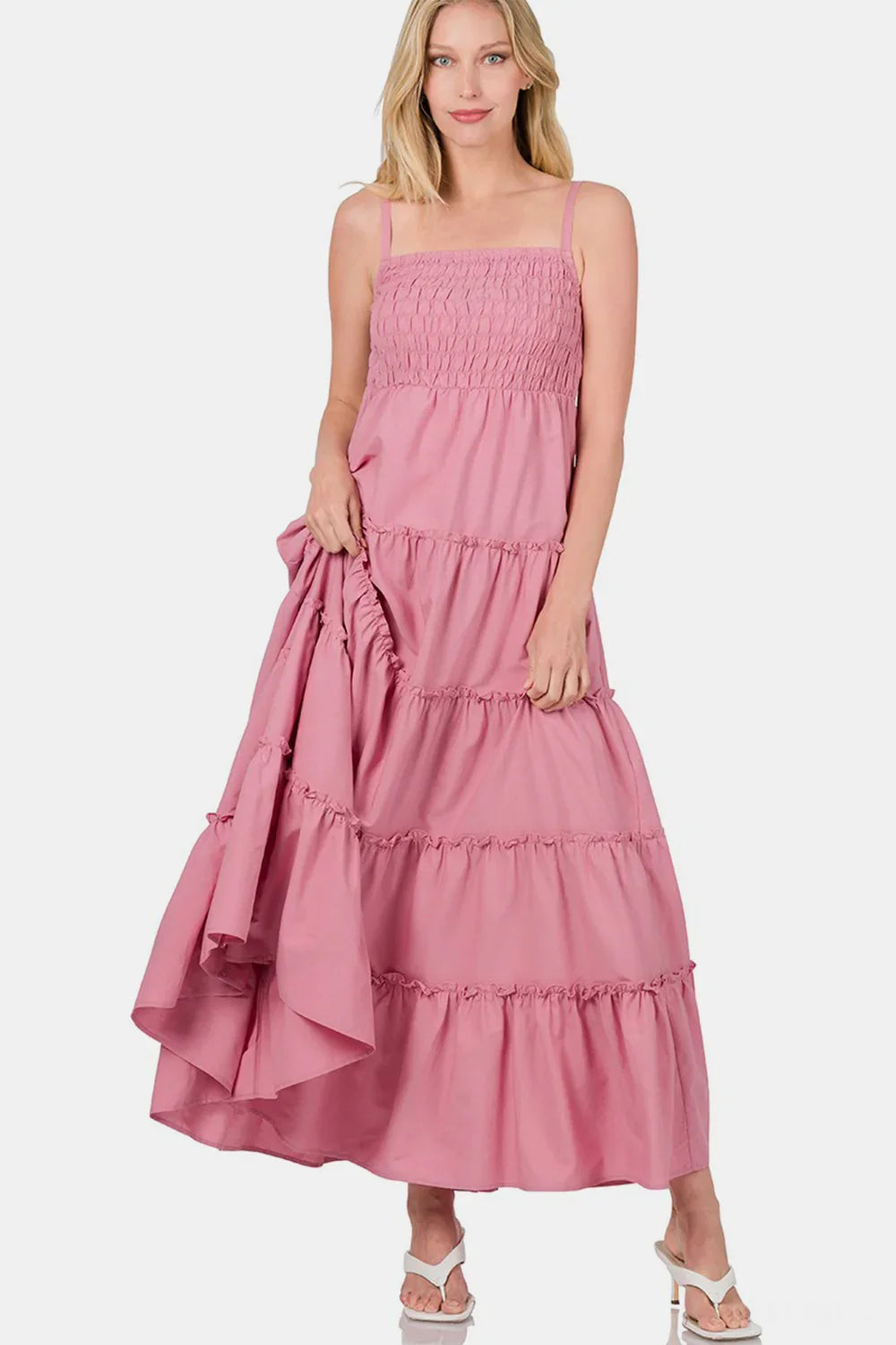 Boho Cami Maxi Dress with Smocked Bodice - minbolu -