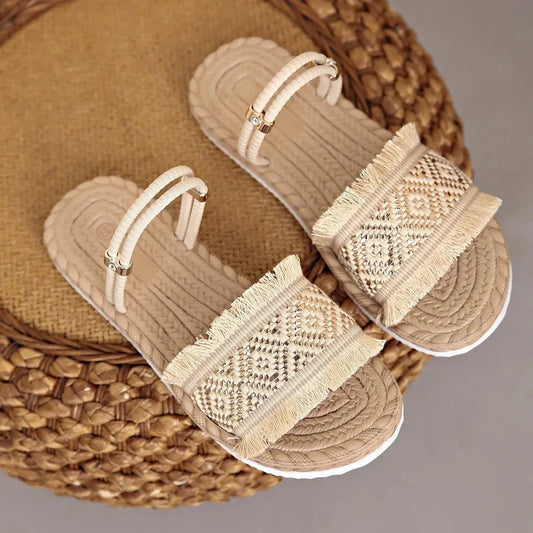 Fringe Open Toe Sandals - minbolu -