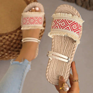 Fringe Open Toe Sandals - minbolu -