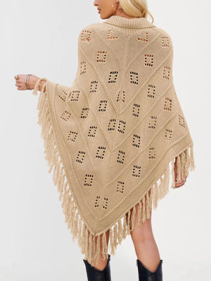 Fringe Openwork Knit Cover Up - minbolu -