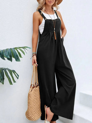 Full Size Square Neck Wide Strap Overalls - minbolu -