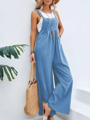 Full Size Square Neck Wide Strap Overalls - minbolu -