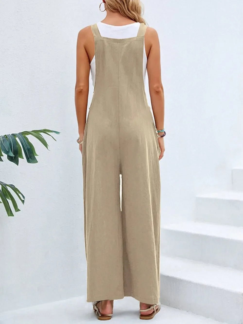 Full Size Square Neck Wide Strap Overalls - minbolu