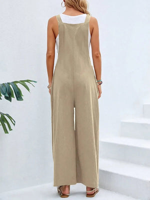 Full Size Square Neck Wide Strap Overalls - minbolu -
