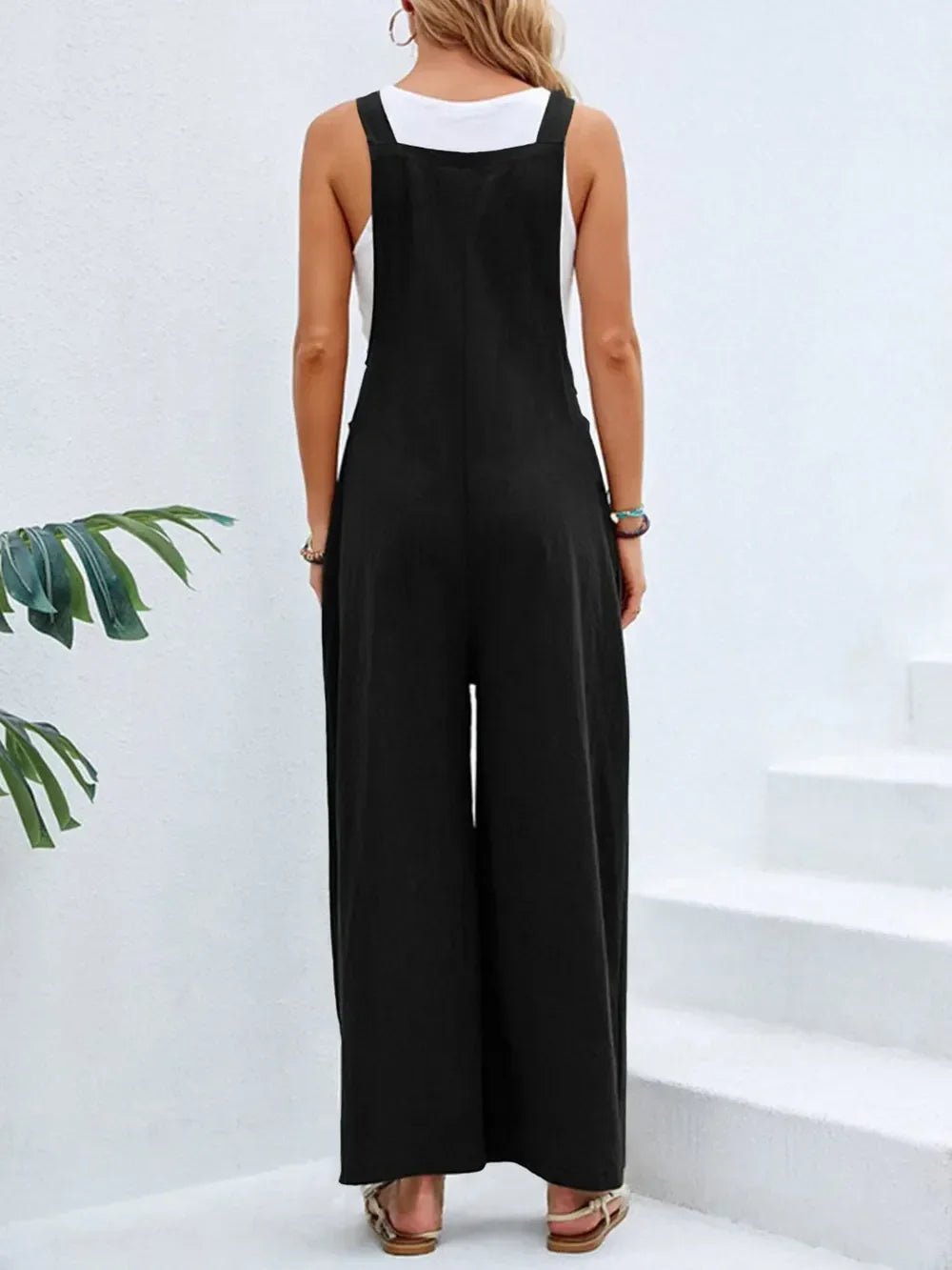 Full Size Square Neck Wide Strap Overalls - minbolu
