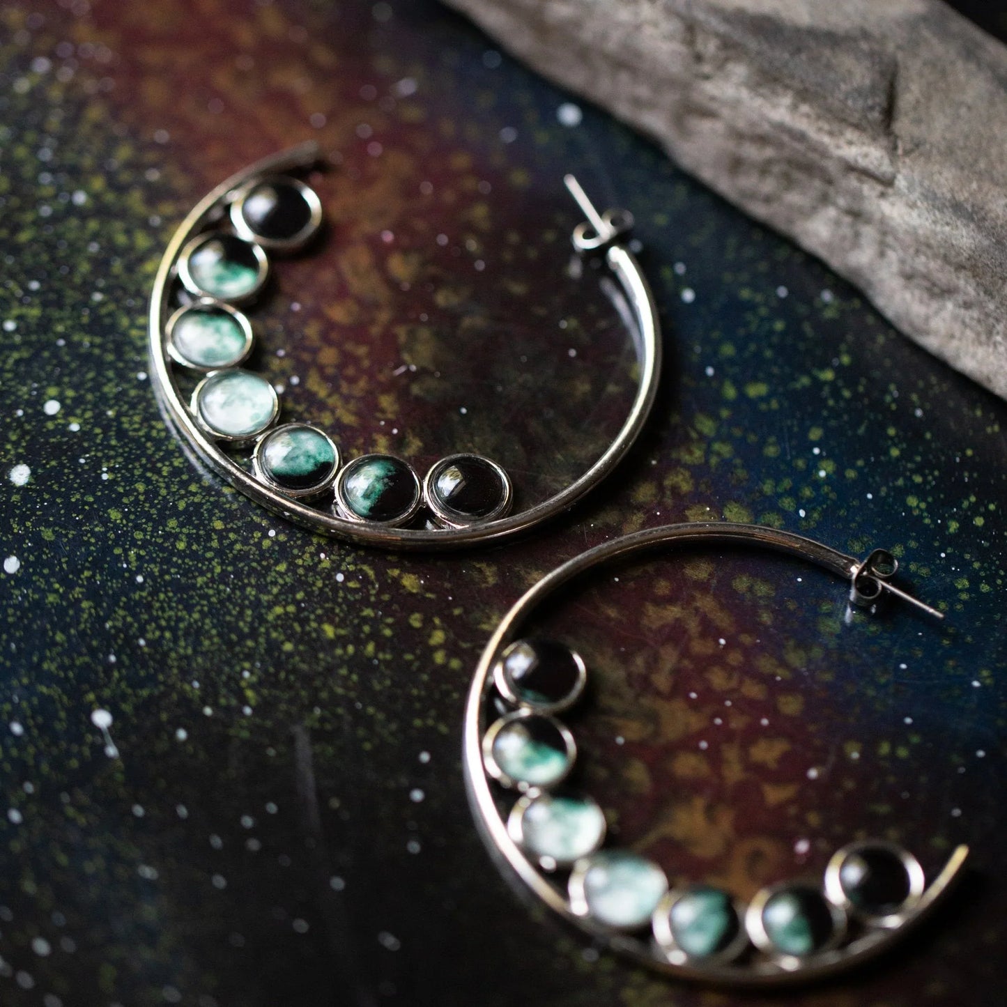 Moon Phase Hoop Earrings - minbolu -