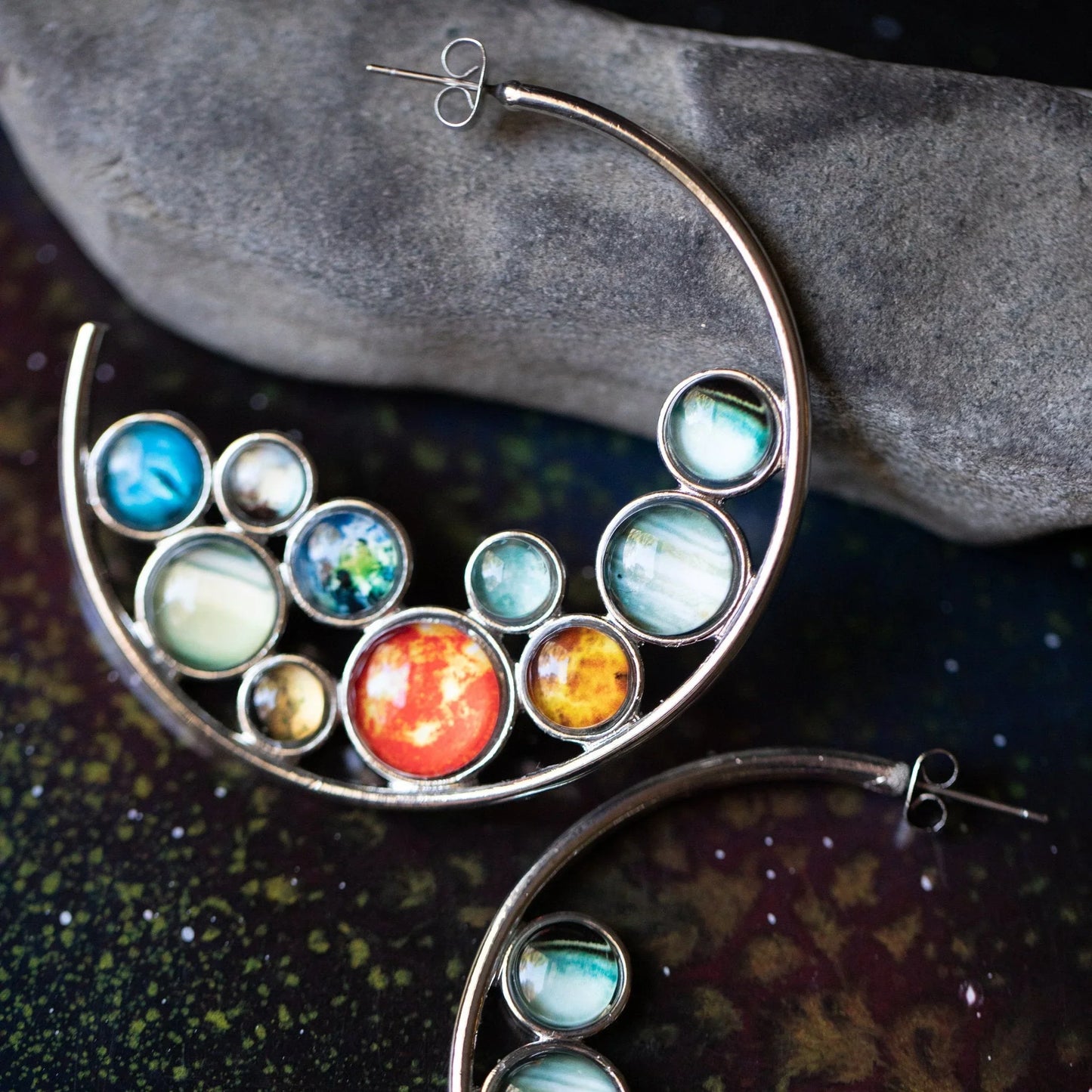 Solar System Hoop Earrings - minbolu -