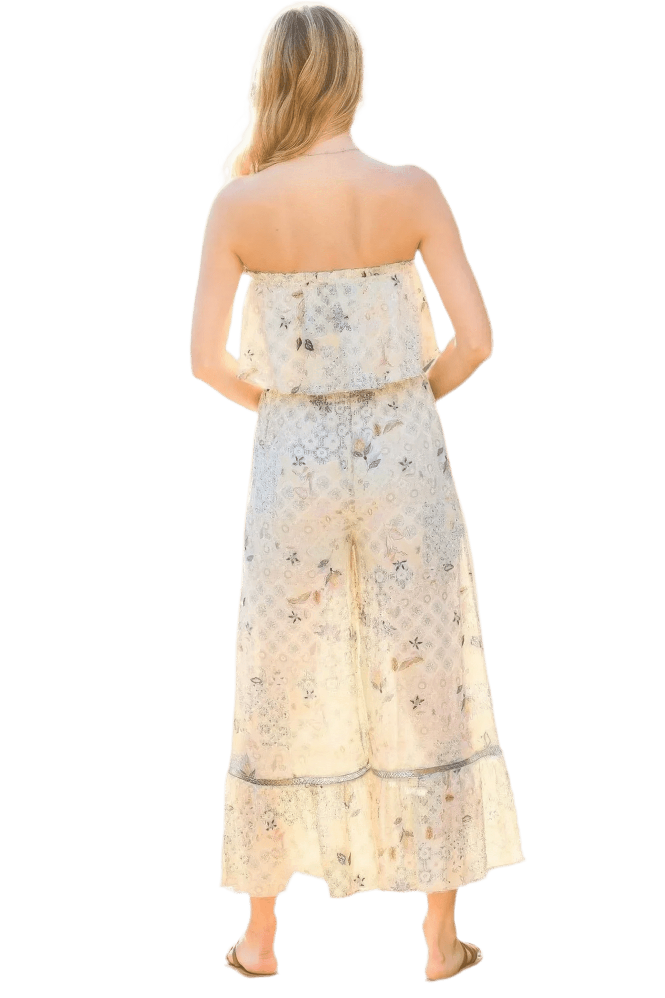 Light Sage Boho Jumpsuit with Elastic Bottom - minbolu