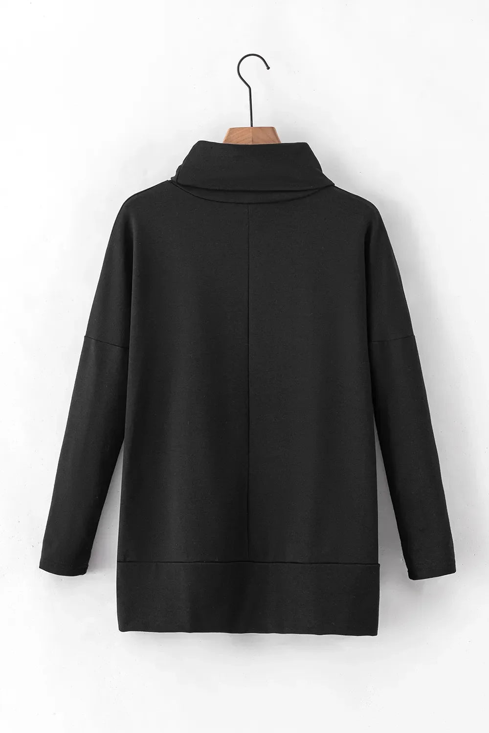 Long Sleeve Blouse - Side Slit High - Low Cowl Neck Style - minbolu
