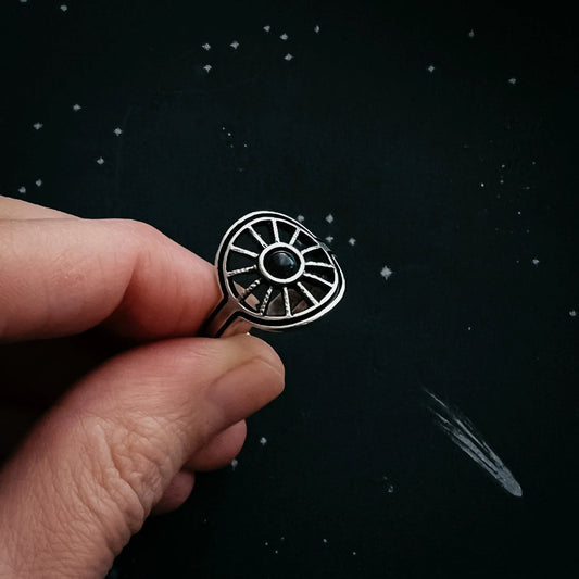 Midnight Sun Ring with Black Opal - minbolu -