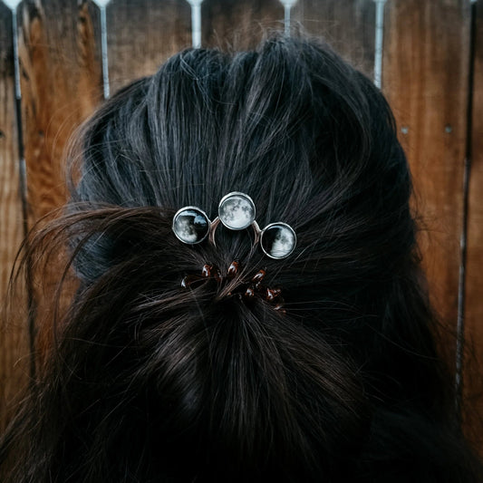 Moon Phase Trio Hair Pin - minbolu -