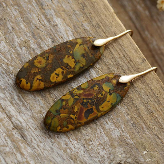 Natural Stone Copper Dangle Earrings - minbolu -
