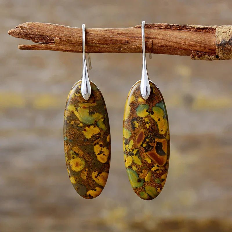 Natural Stone Copper Dangle Earrings - minbolu