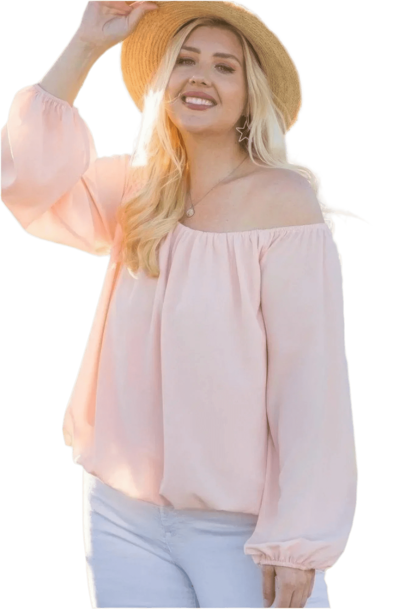Off Shoulder Bubble Sleeve Top in Rose - Elegant & Versatile - minbolu