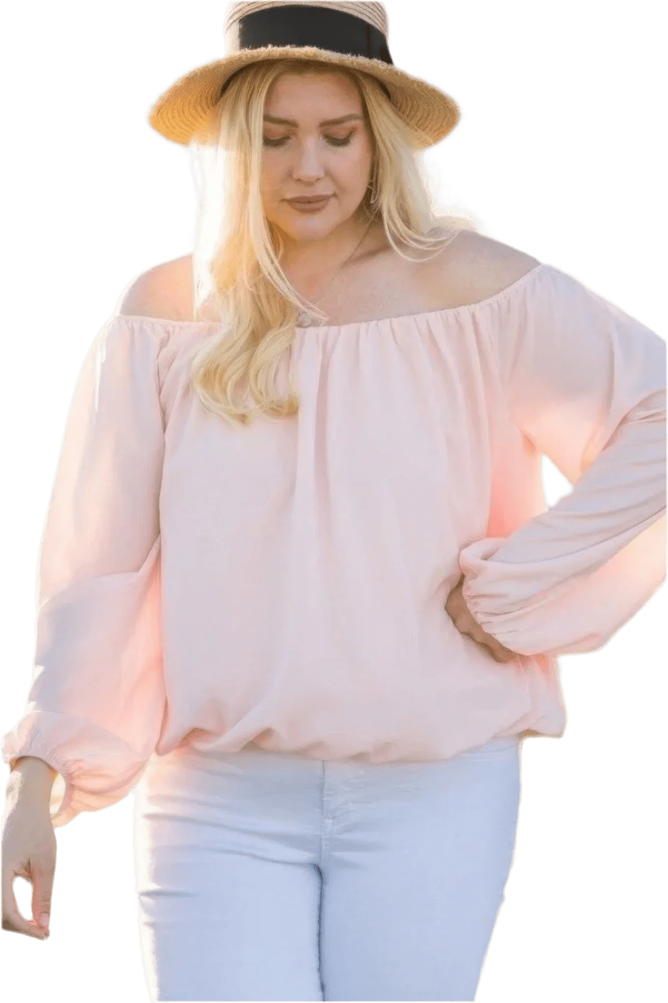 Off Shoulder Bubble Sleeve Top in Rose - Elegant & Versatile - minbolu