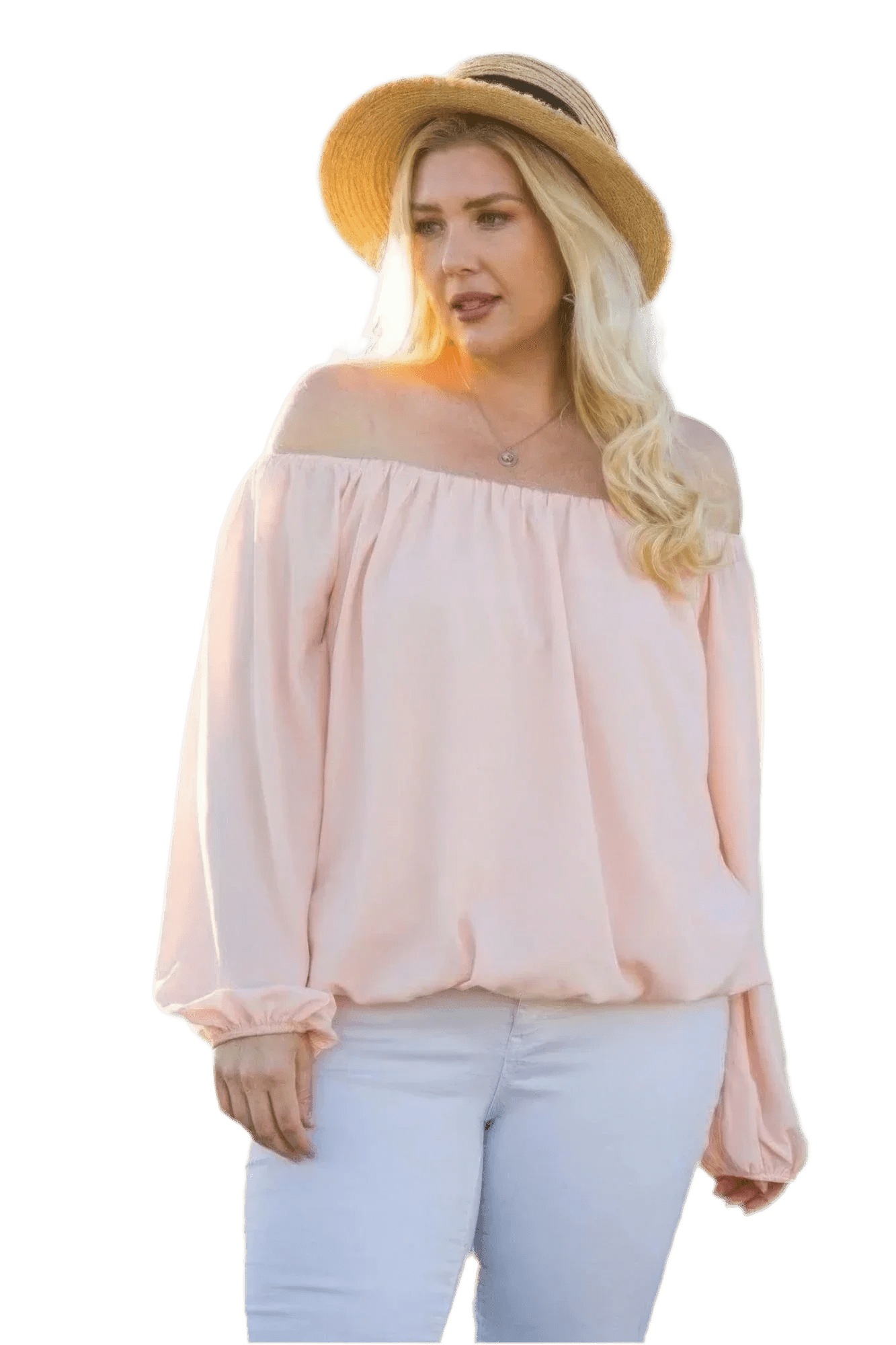 Off Shoulder Bubble Sleeve Top in Rose - Elegant & Versatile - minbolu