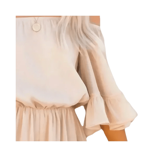 Off Shoulder Flounce Bell Sleeve Romper - minbolu