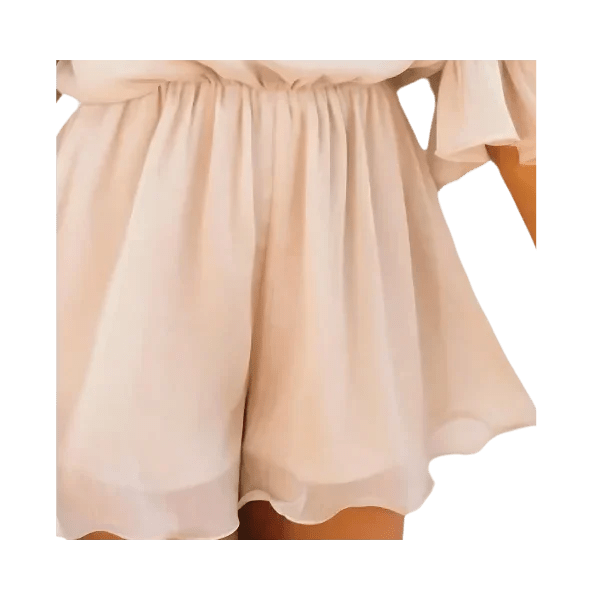 Off Shoulder Flounce Bell Sleeve Romper - minbolu