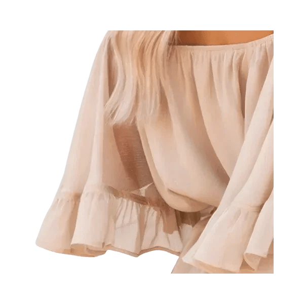 Off Shoulder Flounce Bell Sleeve Romper - minbolu