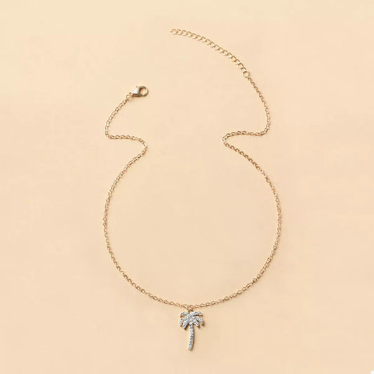 Palm Tree Pendant Necklace - Gold & Silver Plated Women's Jewelry - minbolu -