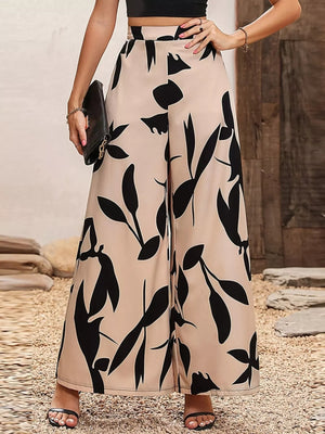 Printed Wide Leg Pants - minbolu -